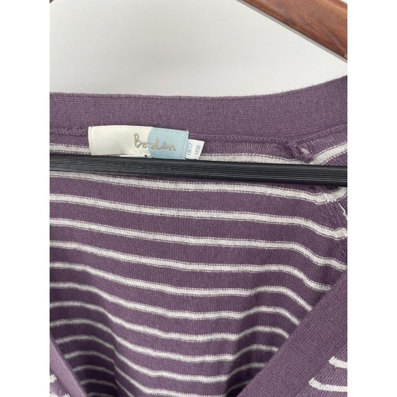 Boden Women's Cardigan‎ US Size 8 Purple Striped Pockets - Picture 3 of 8